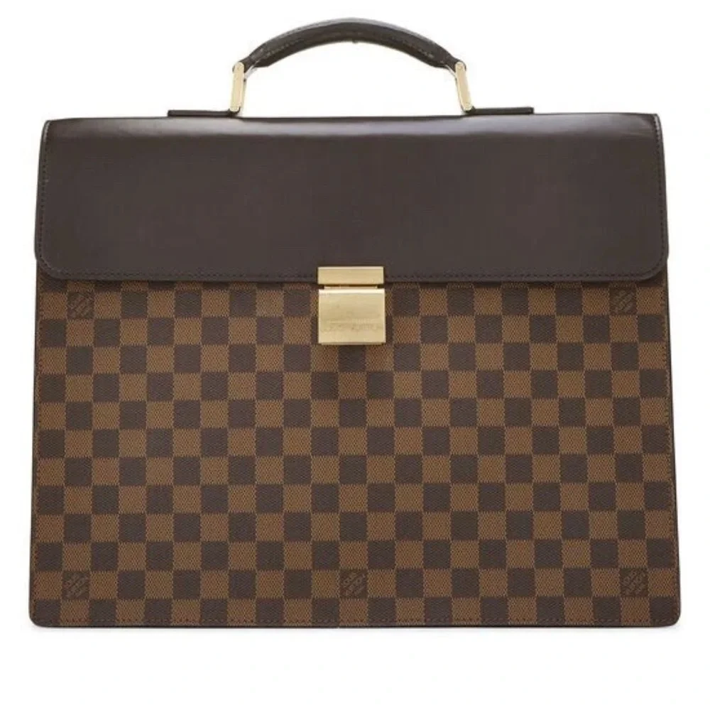 Louis Vuitton Luxury Brown Checkered Briefcase great condition